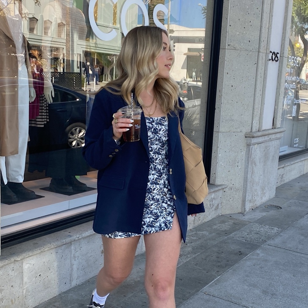 Blue floral mini dress